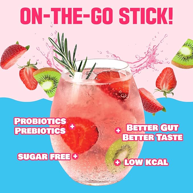 TEAZEN Strawberry Kiwi Kombucha Tea, Hydration Drink Mix, Sugar Free, Live Probiotics & Prebiotics