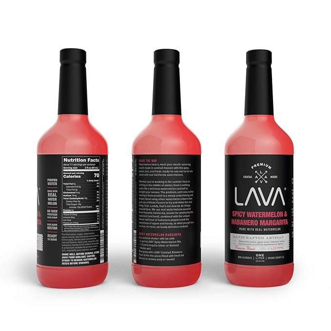LAVA Premium Spicy Watermelon Habanero Margarita Mix, Cold-Pressed Organic Watermelon, Agave