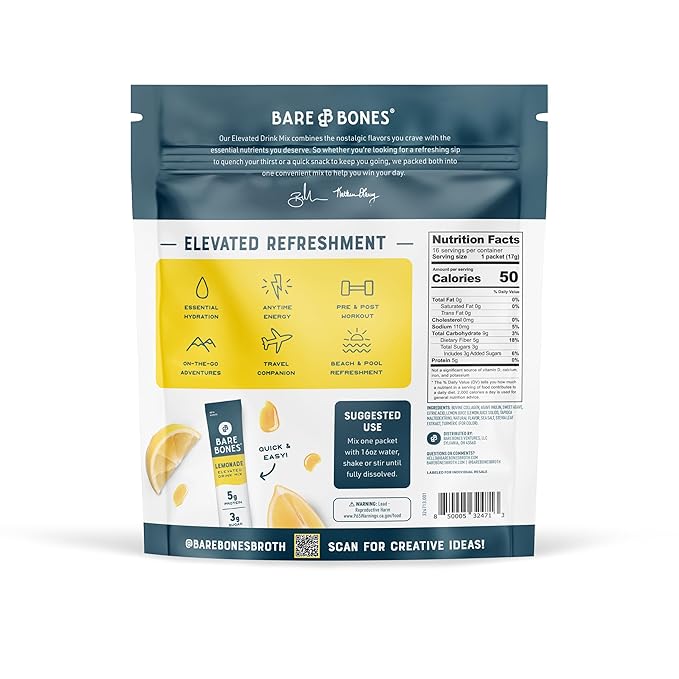 Bare Bones Lemonade Elevated Drink Mix | Light & Flavorful | Gluten-Free & Naturally Sweetened |