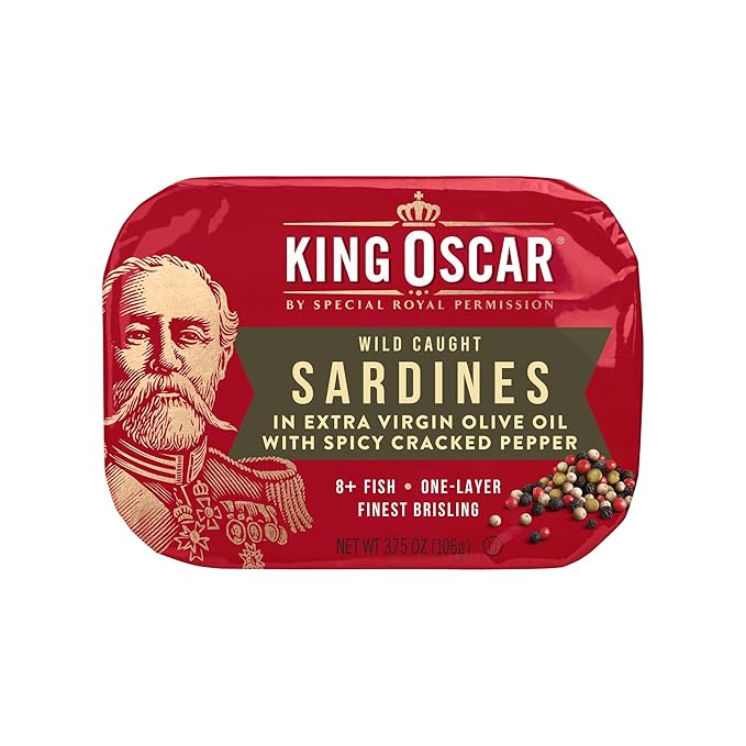 King Oscar Wild Caught Sardines in Extra Virgin Olive Oil, Spicy Cracked Pepper, 3.75 Ounce (Pack