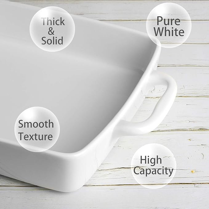 Baking Pan Rectangular, Oven Dish Baking Tray, Heavy Duty Ceramic Pans for Cake, Lasagna, Banquet