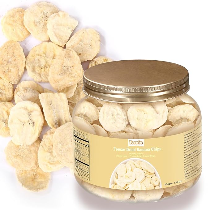 Ternio Premium Freeze Dried Bananas - 7.76 oz / 220 g - 100% Natural, No Preservatives, Low Calorie