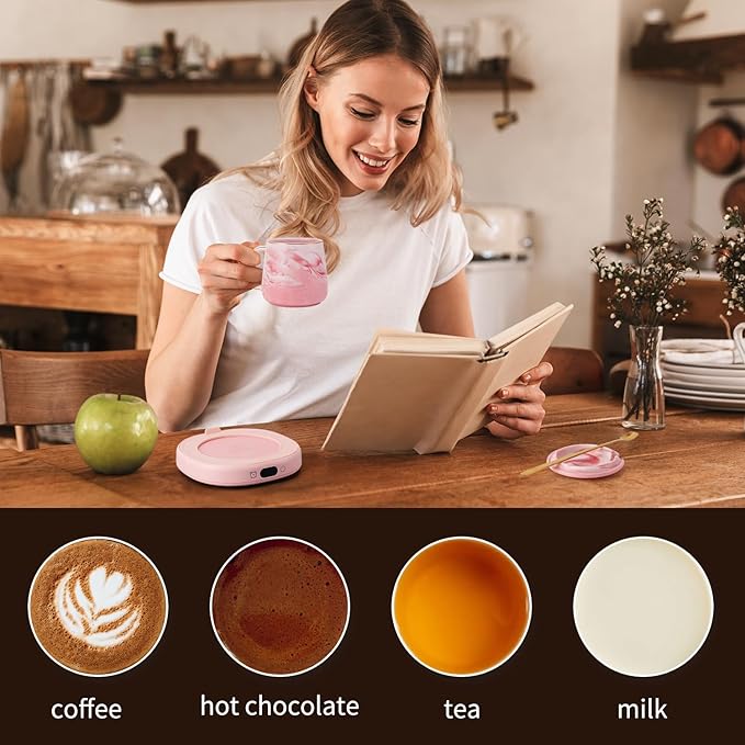 Coffee Mug Warmer & Not A Day Mug Set, Electric Cup Warmer for Desk Office Home, Beverage Warmer