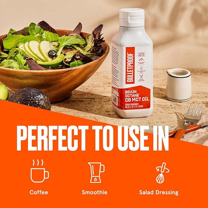 Bulletproof Brain Octane C8 MCT Oil, 16 Ounces (Pack of 3), Keto Supplements for Sustained Energy