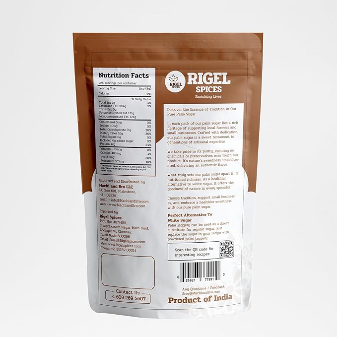 Rigel Spices | Pure Bliss of 1 Lb of Palmyra Palm Jaggery | Palm Sugar: Naturally Crafted