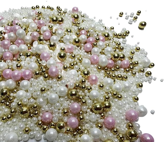 Gold dragees sprinkles Gold Sprinkles for Cake Decorating, White Pink Pearl Sugar Cupcake, Cookies