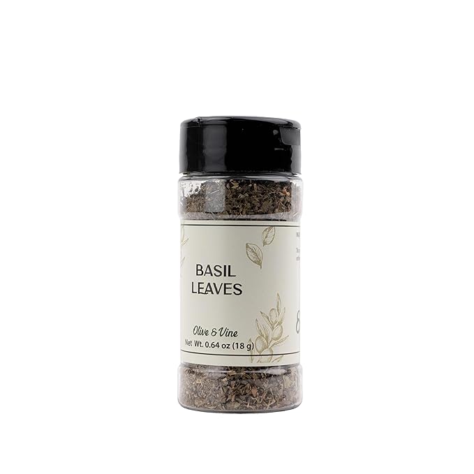 Olive & Vine Basil Leaves, Fresh Herbal Flavor, Seasoning for Pasta, Pesto, Salads, Rich Tradition
