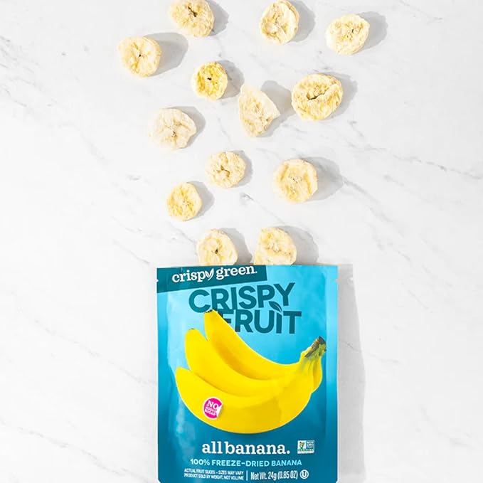 Crispy Green Natural Freeze-Dried Fruit, Banana Single-Serve, No Sugar Added, 0.85 Ounce (Pack of