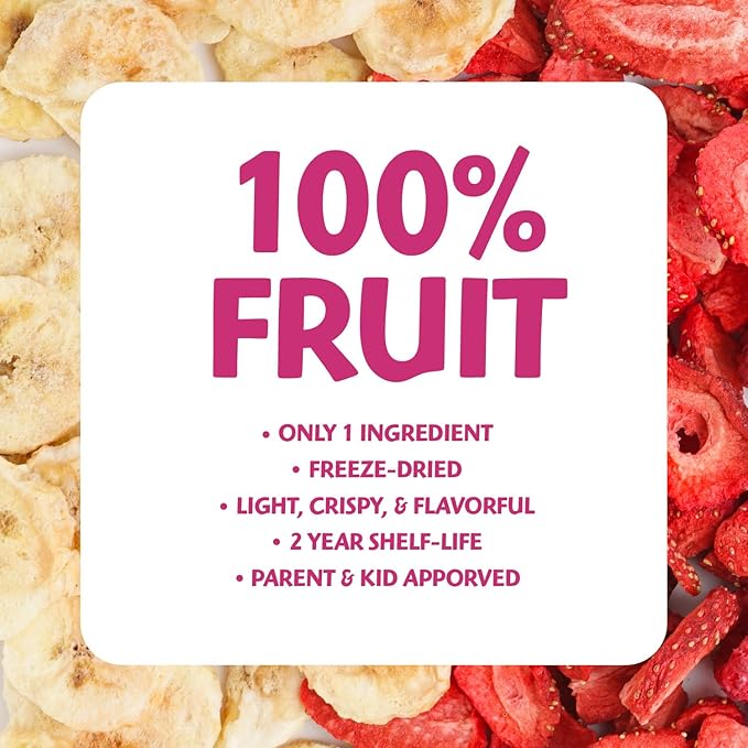 Brothers All Natural Freeze Dried Fruit Crisps, Banana Strawberry, 0.42 Oz (Pack of 24), Made with