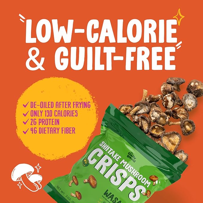 The Daily Good Shiitake Mushroom Crisps -3-Pack Mushroom Chips, Gluten-Free Mushroom Snack