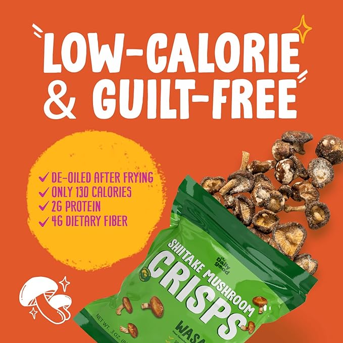 The Daily Good Shiitake Mushroom Crisps - 1-Pack Mushroom Chips, Yummy Dried Shiitake Mushrooms