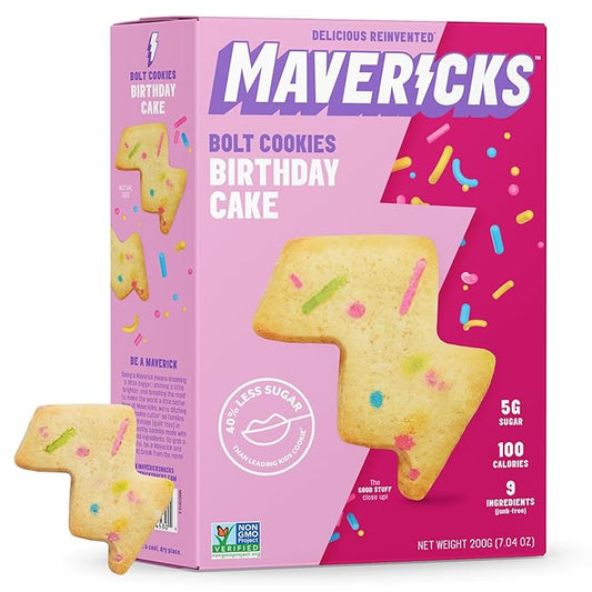 Mavericks Birthday Cake Bolt Cookies - Plant-Based Birthday Cake Confetti Cookies, Egg-Free