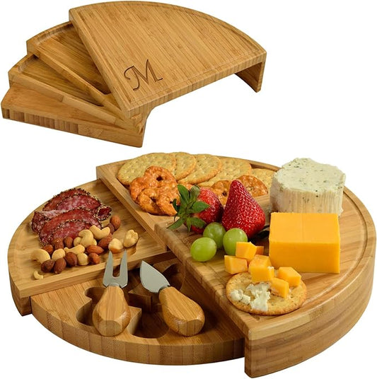Picnic at Ascot Patented Personalized Monogrammed Engraved Bamboo Cheese/Charcuterie Board with