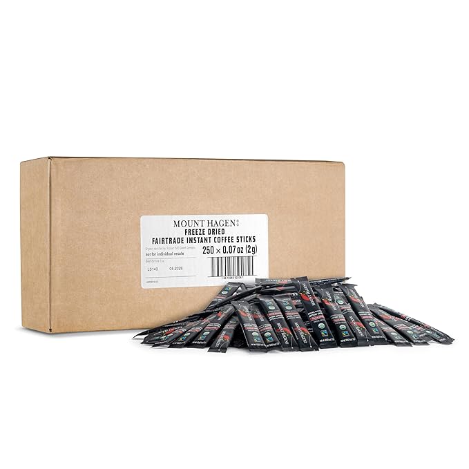 Mount Hagen 250 Count Single Serve Instant Coffee Packets - Bulk Pack | Eco-friendly, Organic