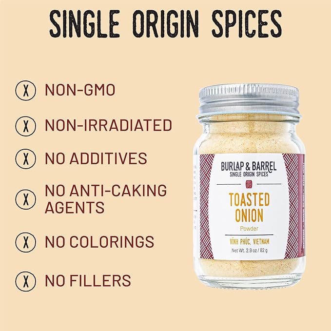 Burlap & Barrel Toasted Onion Powder – Rich, Savory-Sweet Flavor – Flavorful Onion Seasoning for