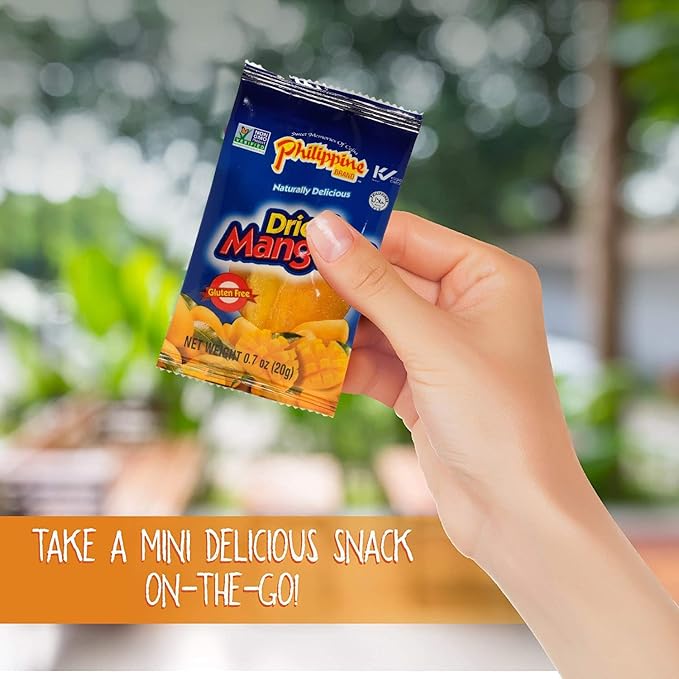Philippine Brand Dried Mangoes Fruit Snacks (24 Pack)- All Naturally Gluten Free, Vegan