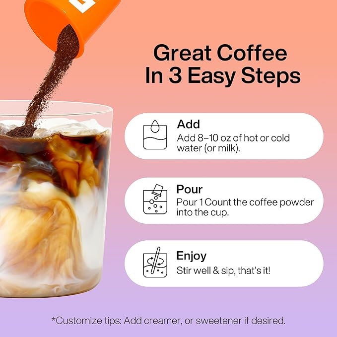 SATURNBIRD Specialty Instant Coffee, 6-Flavor Sample Pack, Instant Cold Brew Iced Coffee