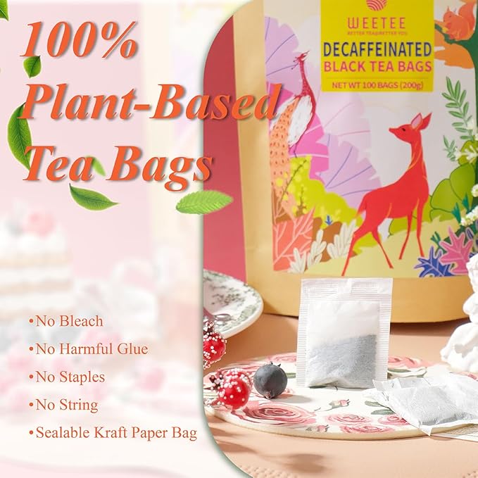 WT WEETEE Decaf Black Tea Bags, 100 Count CO2-Decaffeinated Black Tea, Smooth & Mild Taste | Drink