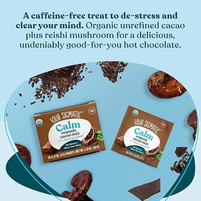 Four Sigmatic Calm Mushroom Cacao Mix | Organic Instant Cacao with Organic Reishi Mushroom Powder |
