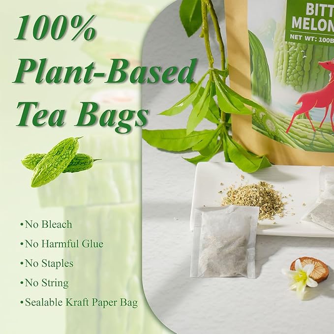WT WEETEE Bitter Melon Tea Bags, Zero Sugar Tea, 100 Count Made with 100% Pure Natural Bitter
