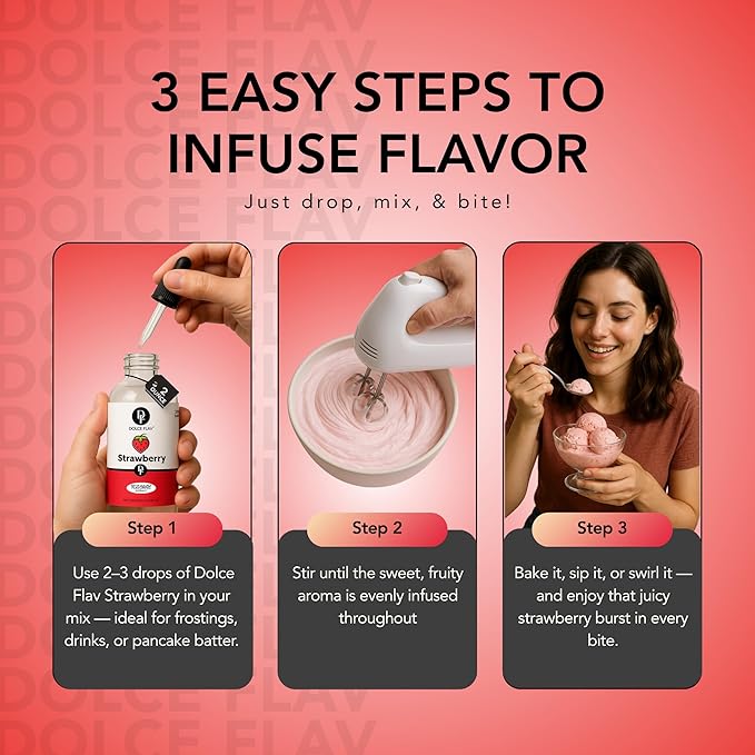 Dolce Flav Strawberry Extract ??2 Ounce Oil-Soluble Kosher, Sugar-Free, Concentrated Berry Flavor