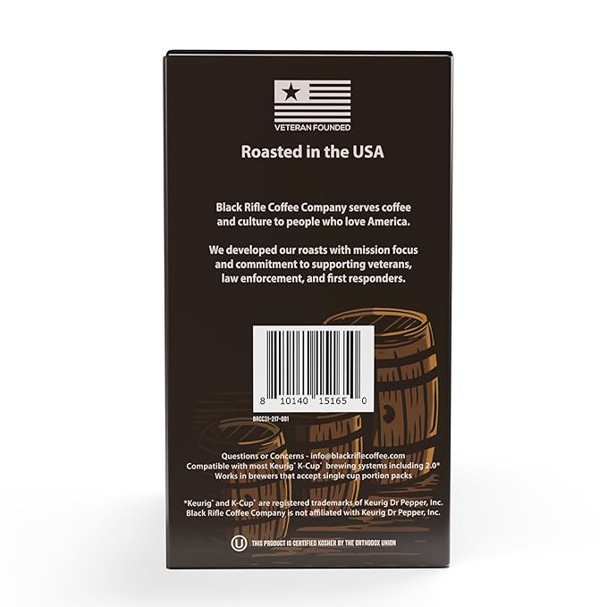 Black Rifle Coffee Company Medium Roast K Cups - Single Serve K Cups Coffee Pods - Kcup Pods
