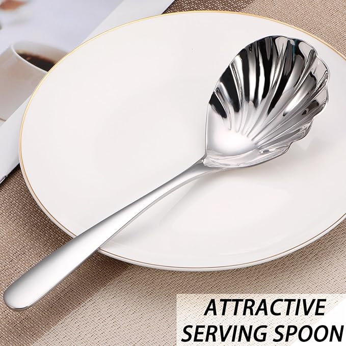 Large Serving Spoon,9" Serveware Spoons Set,Stainless Steel Catering Serving Utensils for Party
