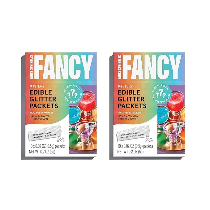 Fancy Sprinkles Mystery Colors Edible Glitter Packets Portable & On-The-Go for Sparkling Drinks