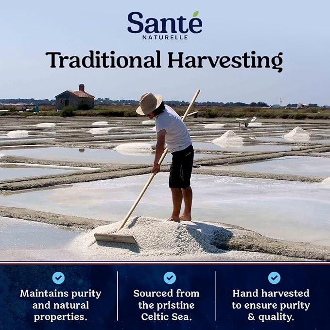 Sante Fine Ground Sea Salt From the Celtic Sea - 1.1lb (18oz) Pack of 3, Unrefined Organic French