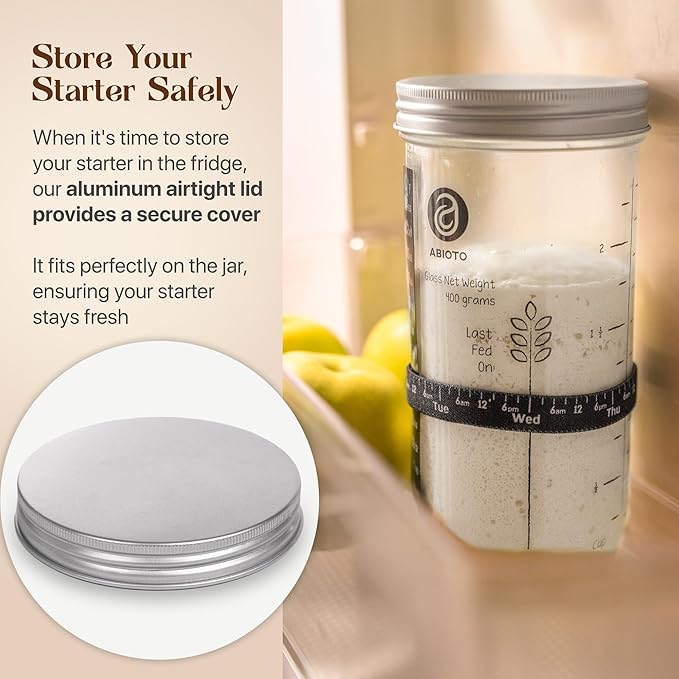 Sourdough Jar Kit, Includes 24 oz Sourdough Starter Jar with Metallic Lid, Silicone Spatula