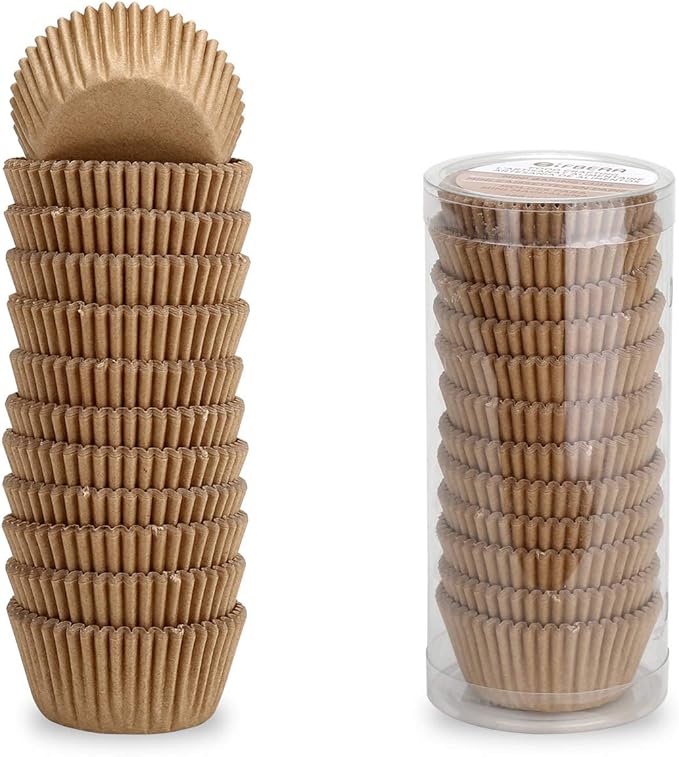 Gifbera Natural Mini Cupcake Liners Odorless Greaseproof Paper Muffin Baking Cups 300-Count