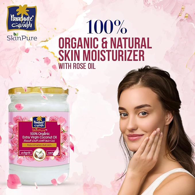 Parachute Advansed SkinPure 100% Organic Extra Virgin Coconut Oil with Rose Oil |Face & Body Oil