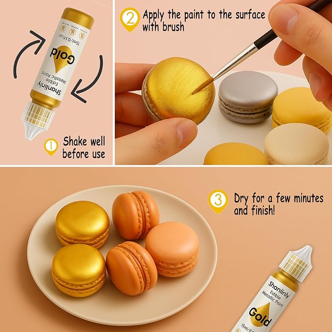 Rose Gold Metallic Edible Paint for Baking ??Food Grade Edible Gold Dust Drink Glitter for Shimmer