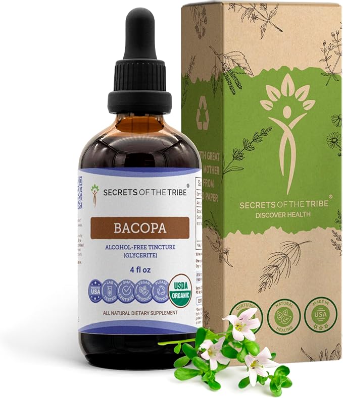 Bacopa USDA Organic | Alcohol-FREE Extract, High-Potency Herbal Drops, Relaxation, Positive