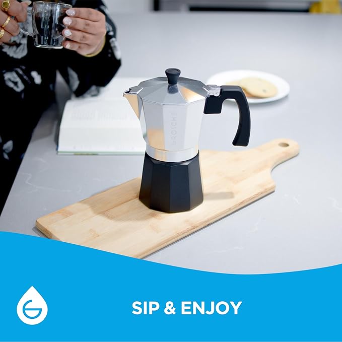 GROSCHE Milano Stovetop Espresso Maker Moka Pot Cuban Coffee Maker Stovetop Coffee Maker Moka