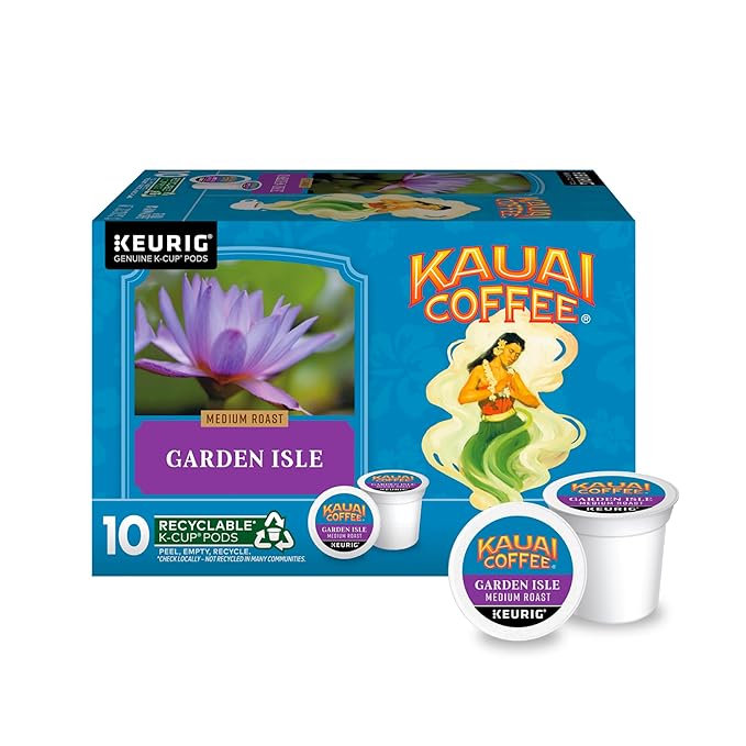 Kauai Coffee K-Cup Pods for Keurig Brewers – Arabica Coffee, 10% Hawaiian – Medium Roast, Bright
