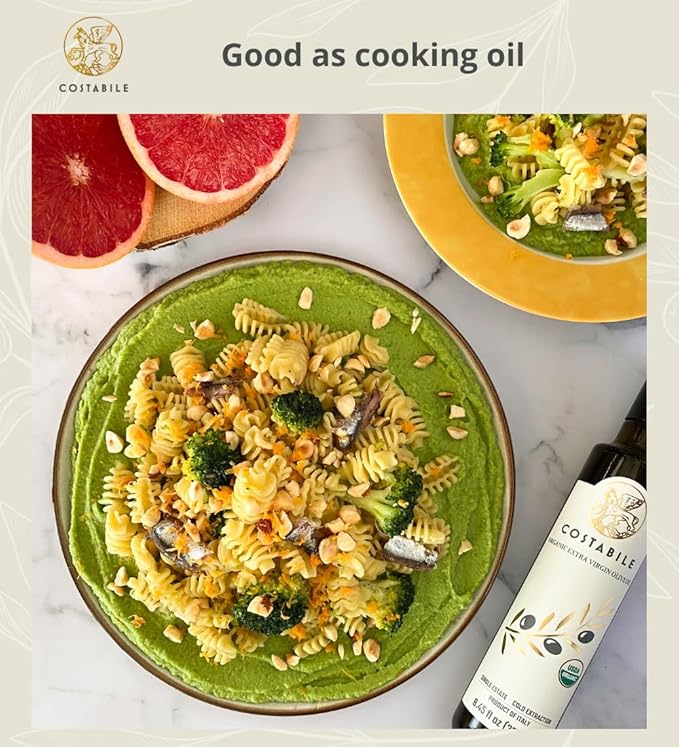Extra Virgin Olive Oil Cold Pressed Organic. High polyphenol olive oil from Puglia Italy. Fresh