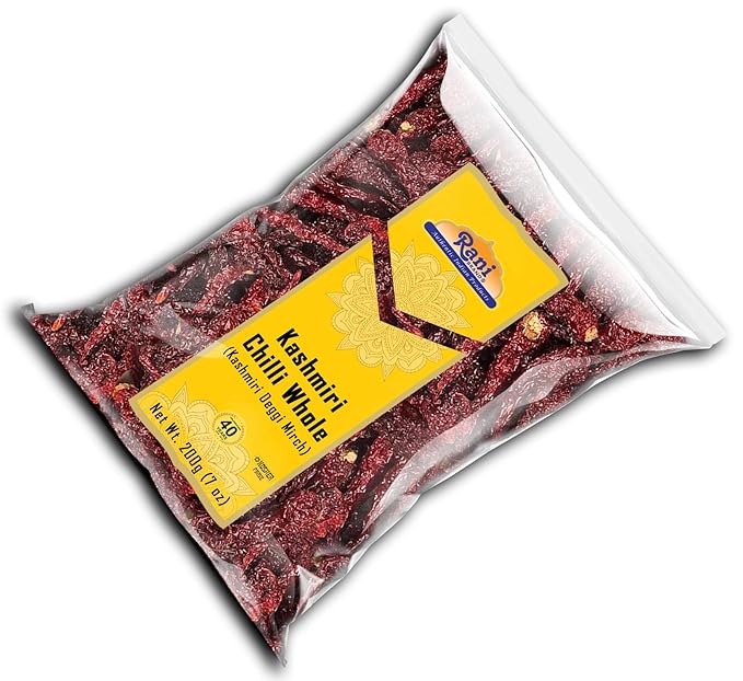 Rani Kashmiri Chilli Whole (Deggi Mirch, Low Heat) 7oz (200g) ~ Natural | Salt-Free | Vegan | No