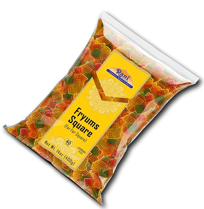 Rani Far Far / Fryums (Wheat & Tapioca Pellet) Square Shape 14oz (400g) ~ Vegan, Kosher, Uncooked