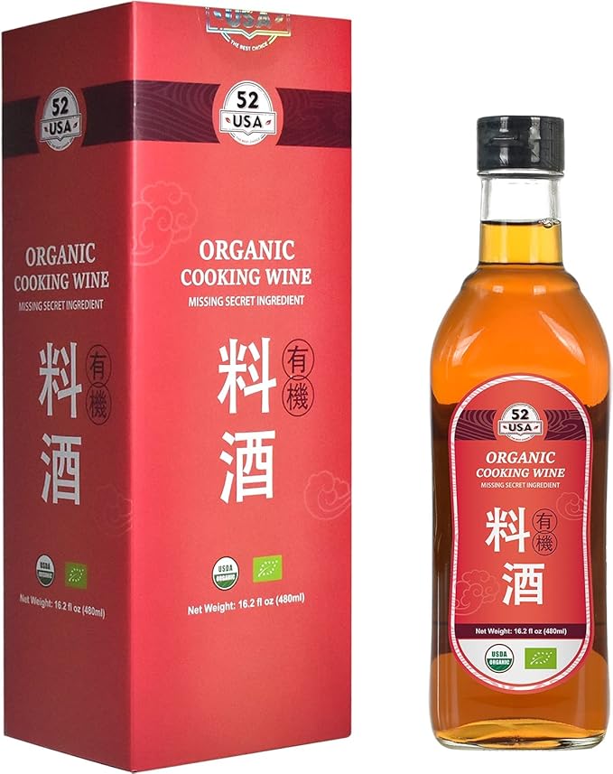 52USA Organic Shaoxing Rice Cooking Wine 16.2oz(480ml), Chinese Asian Cooking Wine, Shao Hsing Rice