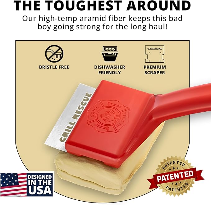 Grill Rescue BBQ Replaceable Cleaning Head, Bristle Free - Durable and Unique Grill Tools for Cast
