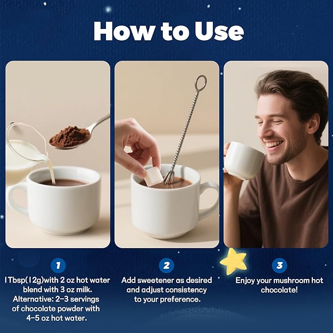 Mushroom Hot Chocolate for Calm & Relax | 10 Mushroom Blend with L-Theanine, GABA, Magnesium