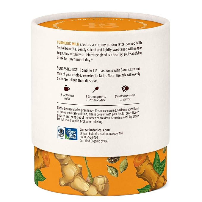 Banyan Botanicals Turmeric Milk ??Organic Turmeric Latte Mix with Ashwagandha & Cardamom ??Instant