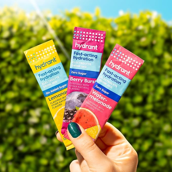 Hydrant Hydrate Zero Sugar, Individual Hydration Electrolyte Powder Stick Packets with Zero Sugar