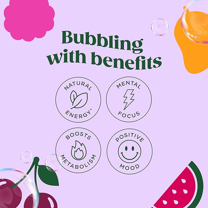 Bloom Nutrition Sparkling Energy Drink - Variety Pack - Natural Caffeine, Zero Sugar, 180mg
