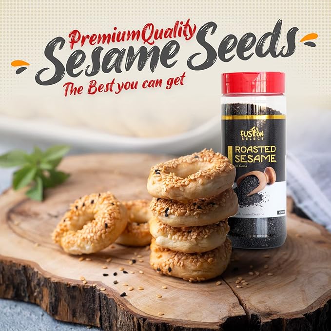 Fusion Select Roasted Black Sesame Seeds - Natural Toasted Sesame Seeds - Crispy, Crunchy, Nutty