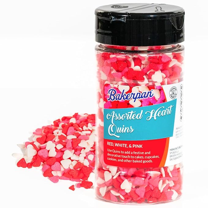 Bakerpan Heart Sprinkles for Baking - Assorted Colors Sprinkles for Cookies - 4 Ounces Heart Shaped