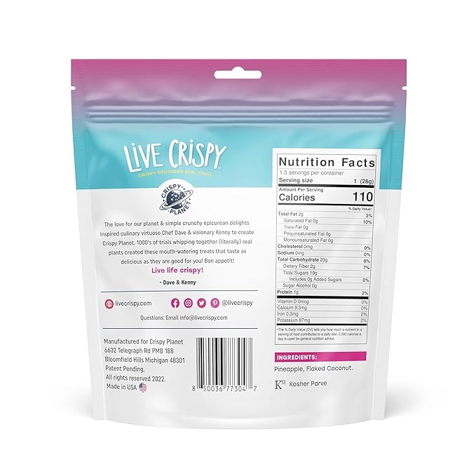 Live Crispy Fruit Chips - Pineapple-Powered Snack Packed with 100% Natural Fruit