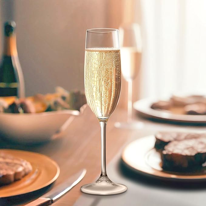 Amazing Abby - Crystal - 8-Ounce Unbreakable Tritan Champagne Flutes (Set of 6), Plastic Wine