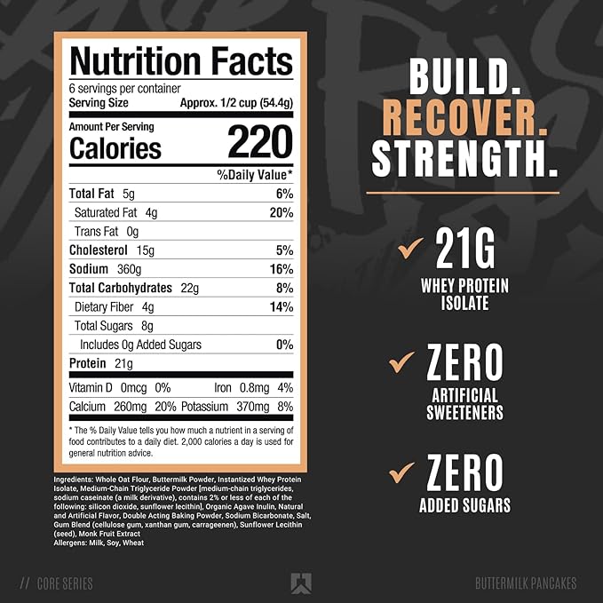 RYSE Loaded Protein Pancake & Waffle Mix - Buttermilk - Naturally Sweetened Breakfast with 21g